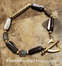 Gorgeous Oblong Gold Bead, Labradorite Bracelet