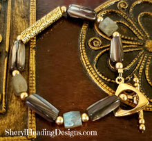Gorgeous Oblong Gold Bead, Labradorite Bracelet