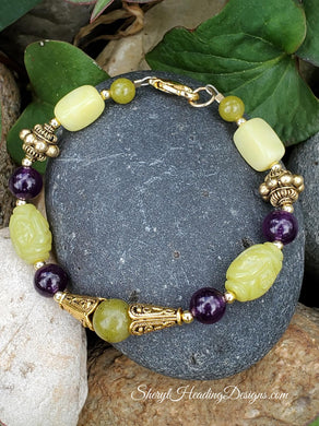Center of Attention Purple and Green Bracelet