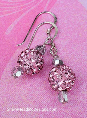 Pretty Pink Dazzling Earrings /Breast Cancer Awareness