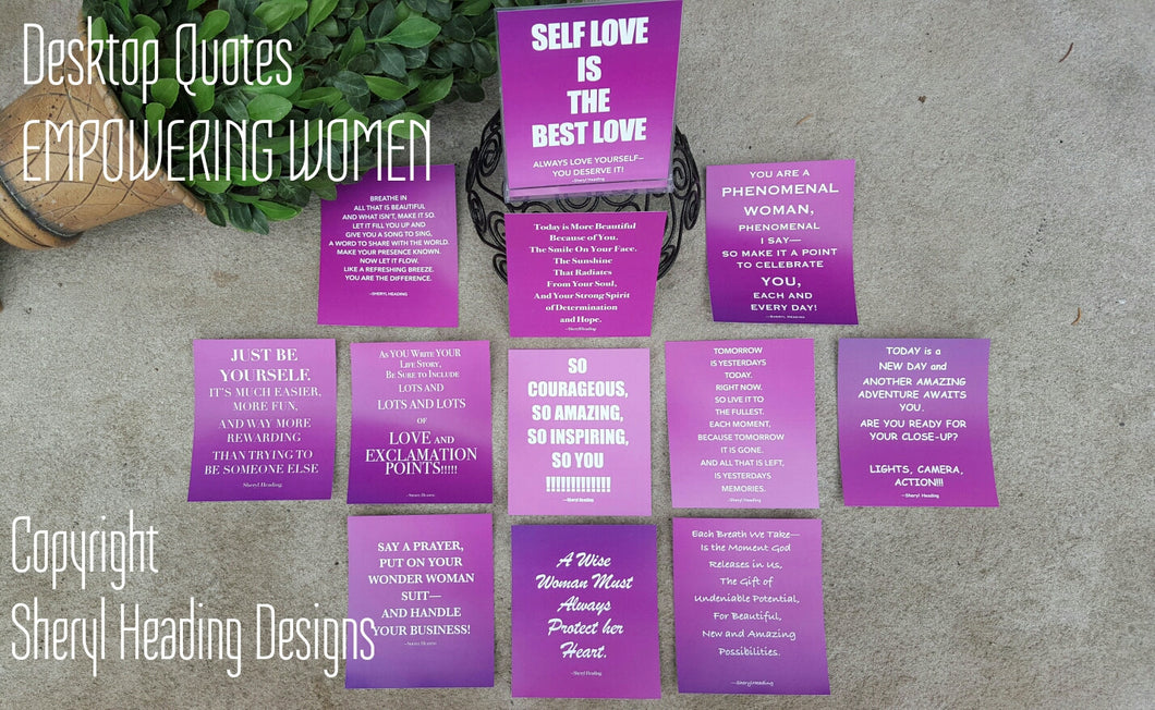 Empowering Women Set of 12 Desktop/Tabletop Quotes - Sheryl Heading Designs