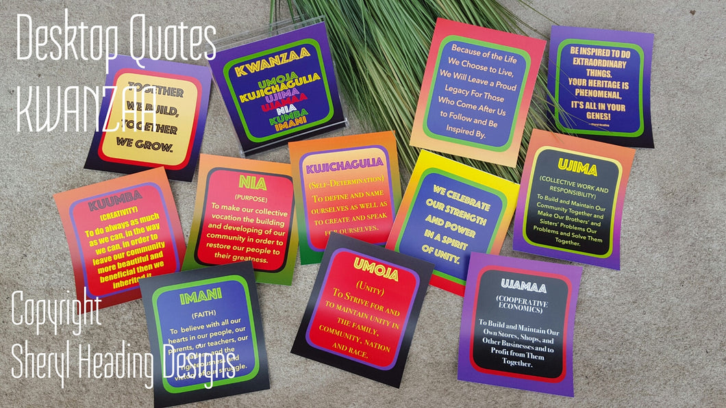 Kwanzaa Desktop/Inspirational Quotes--12 CARDS In a Plastic Freestanding Case. - Sheryl Heading Designs
