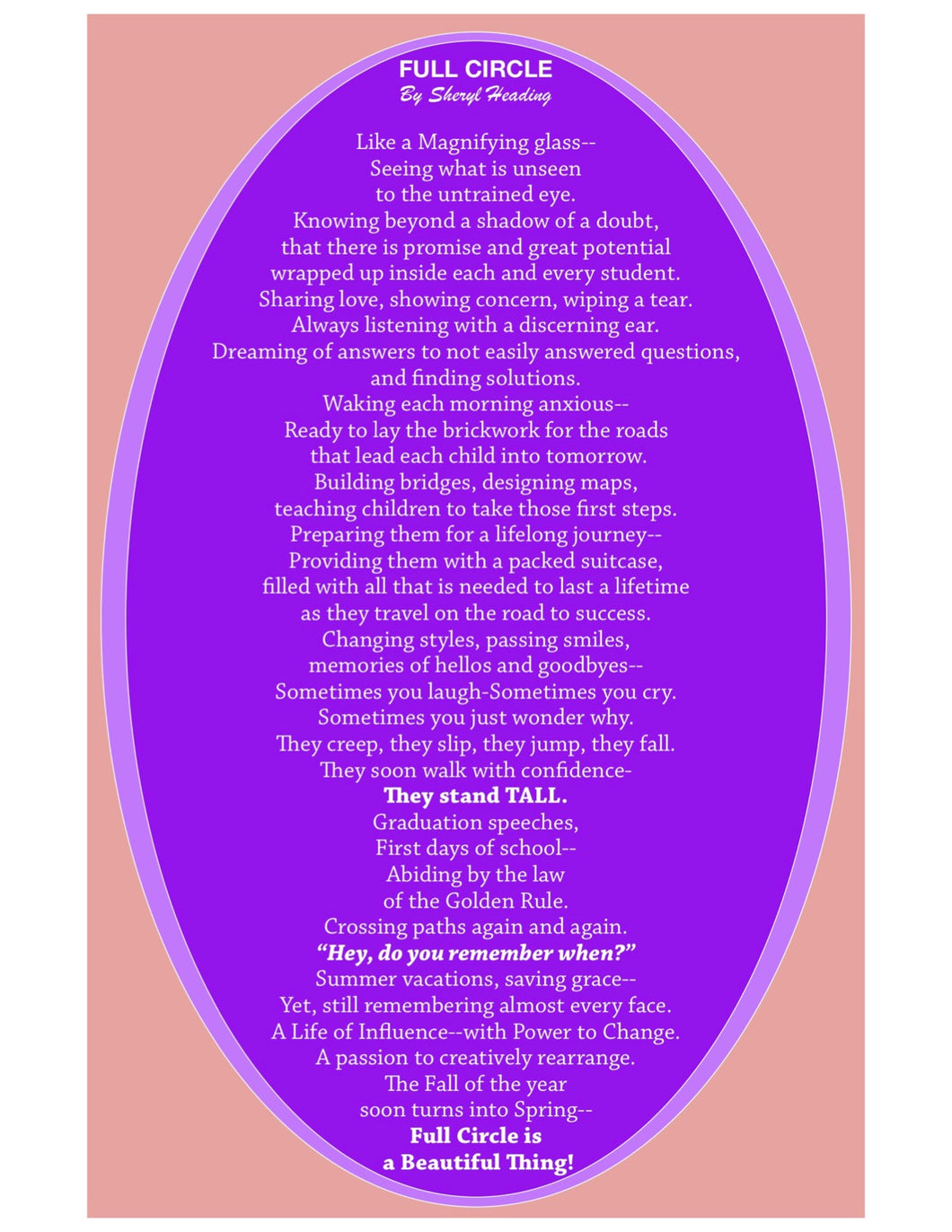 Full Circle Retirement or Teacher Appreciation Gift Ready to Frame Poster - Sheryl Heading Designs