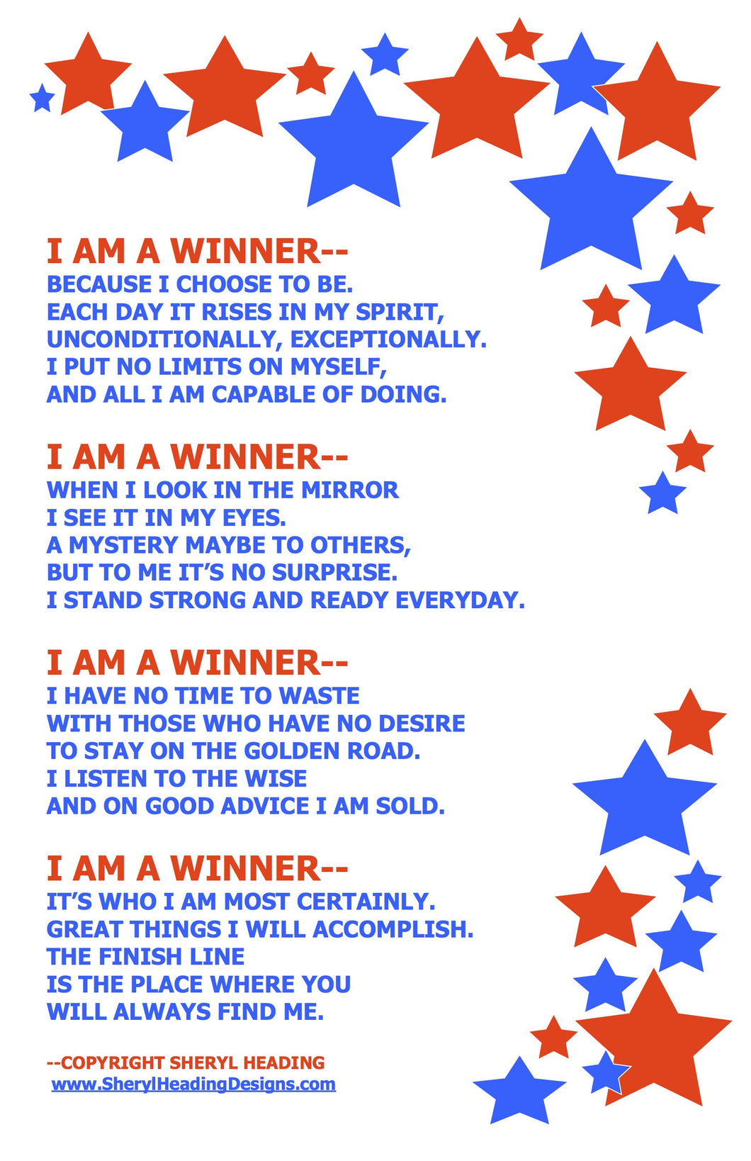 I Am A Winner Poster - Sheryl Heading Designs