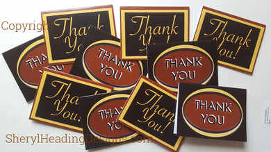 Chocolate Brown Thank You Note Cards w/2 Designs, Set of 10 Boxed Cards - Sheryl Heading Designs