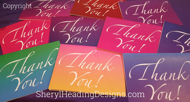 Rainbow Thank You Note Cards, Set of 10 Boxed Cards - Sheryl Heading Designs