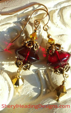 Vintage Ruby Red Passion Earrings - Sheryl Heading Designs