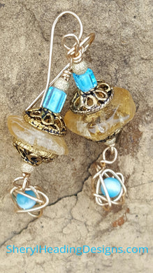 Vintage Blue with a Scribble Earrings - Sheryl Heading Designs