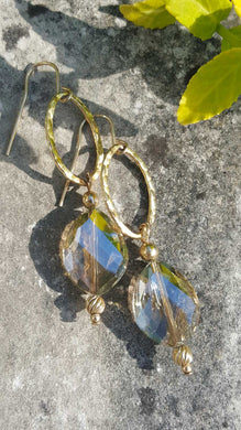 Crystal Iridescent Golden Beautiful Earrings - Sheryl Heading Designs